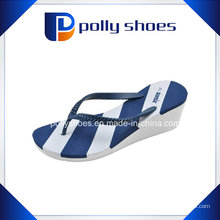 Sapatos de Sandália Flip Flop Mulher Azul Branco Bura Wedge Novo